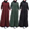 Длинное платье-макси Хлопок Лен Стиль Кафтан Абая Винтажный Узорный Полная Длина Свободный Покрой Скромное Платье для Женщин