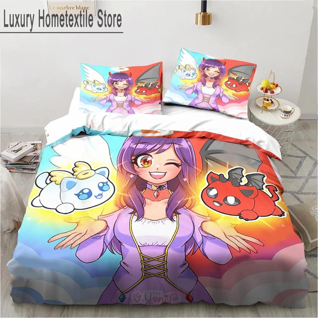 Cartoon Game Cute Aphmau With Wings Bedding Set Boys Girls Twin Queen King Size Duvet Cover Pillowcase Bed Boys Adult