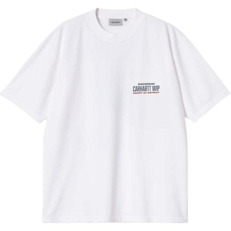 Carhartt WIP SS25 Футболка унисекс с принтом в виде сердца и букв, свободная, удобная, с коротким рукавом I035209-02-60