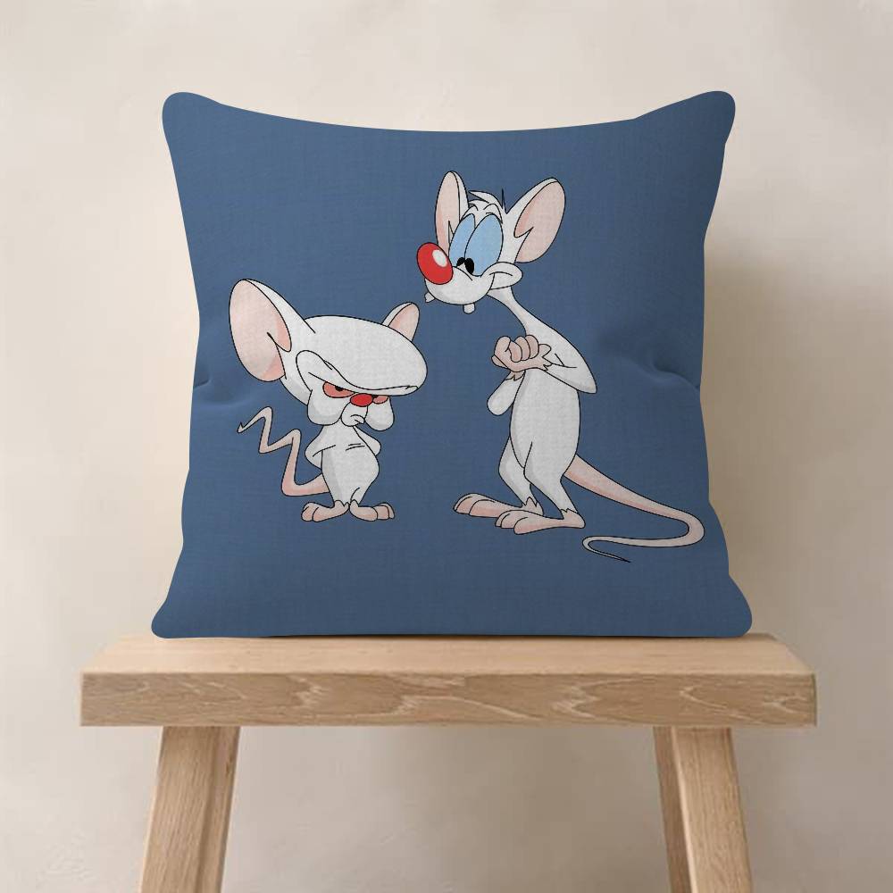 Cartoon Pinky and the Brain Office Cushion Pillowcase Car Cushion Cover45X45CM Lumbar Pillowcase Sofa Pillowcover