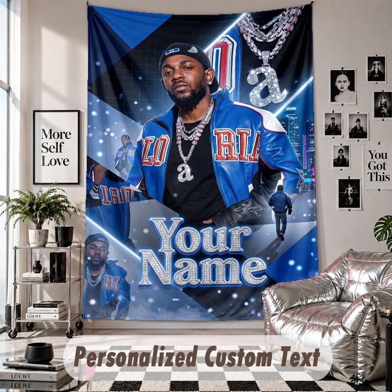 Wall Hanging Tapestry With Custom Name & Text, Kendrick Lamar Decorative Tapestry For Bedroom