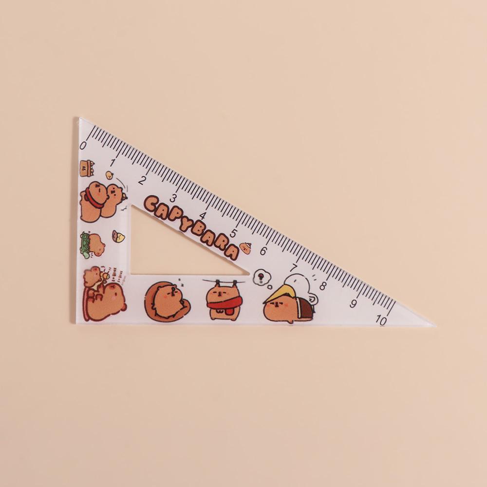 Cute Ruler Four-piece Set Creative Capybara Pattern Ruler Set Triangle Protractor Set School