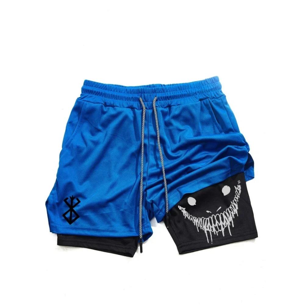 Мужские спортивные шорты 2 в 1, быстросохнущие шорты для бега, занятий в спортзале и фитнеса, двухслойные