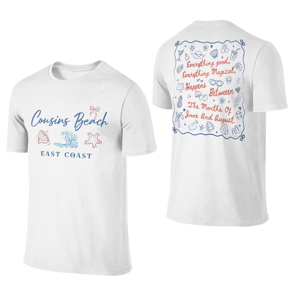 Summer I Turned Pretty Cousins Beach T-Shirt Round Collar Pure Cotton T Shirt Short Sleeve Tees 2-sided Plus Size Clothing