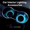 1 Pair Glowing Coaster for Car Smart Sensing Rechargeable 3 Mode Lighting 7 Color Cycle Breathing Light Up Car Coasters LED Cup Holders