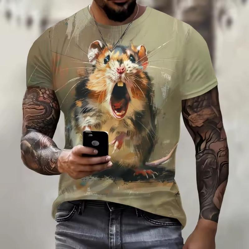Мужская футболка с принтом 3D Animal Mouse, летняя мода, повседневная, для спорта на открытом воздухе, для фитнеса, с круглым вырезом и короткими рукавами, мужская рубашка, одежда