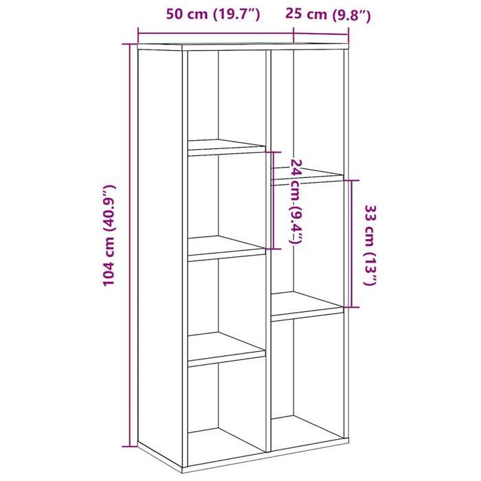 VidaXL Bookcase Artisan Oak 50x25x104 Cm, Bookcase, Book Furniture, Storage Cabinet, Bookshelf, 855965