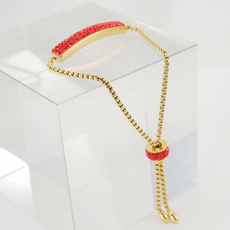 Регулируемый браслет из нержавеющей стали 18 карат с бриллиантами для женщин - Минималистичный многоцветный браслет