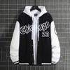 Мужская куртка-бомбер Chicago 23 Черно-белая Varsity с капюшоном и контрастными рукавами