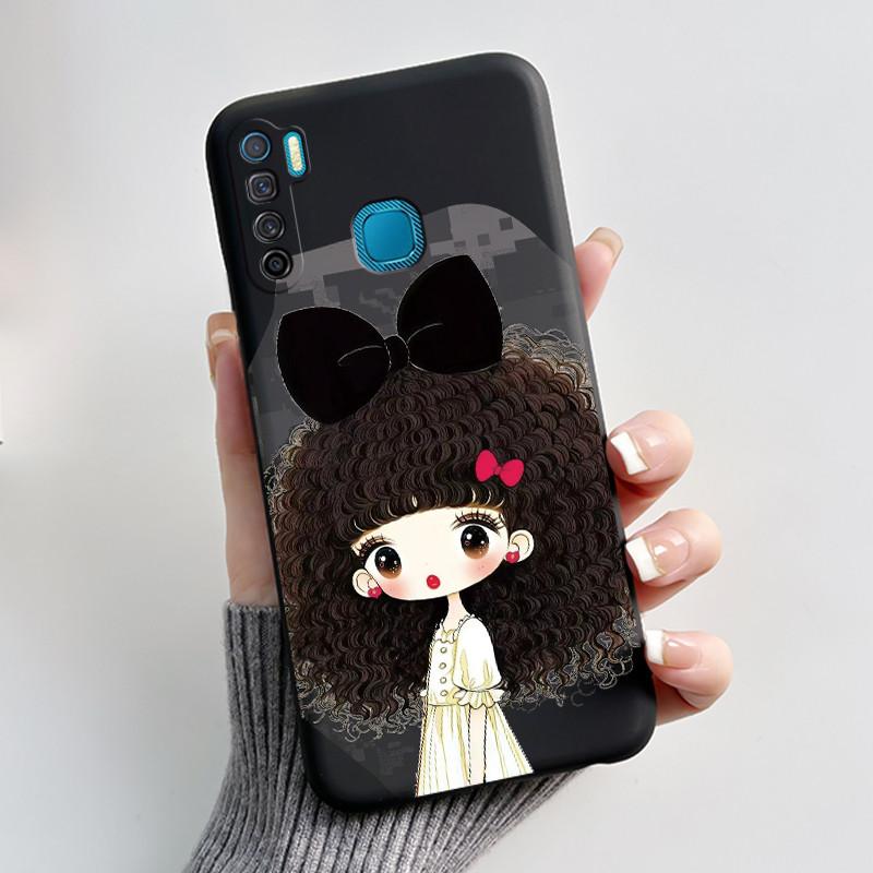 Phone Case For Infinix S5/S5 lite/X652/Camon 12 Air/CC6 Black Cute Cartoons Painted Casing Bumper Soft Shockproof Black Case