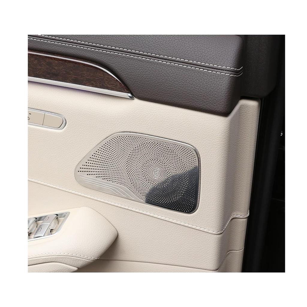 ZJFIOFWF Mercedes S-Class W222 2014-2020 Stainless Steel Silver Car Speaker Door Speaker Cover Trim Sticker Car Accessories