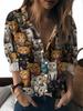 Colorful cartoon element printed lapel shirt women's loose casual and comfortable single-breasted commuter top