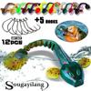 12 шт. мягкая приманка для червей, рыбные черви и 5 шт. кривошипные крючки для пресноводной и морской рыбалки