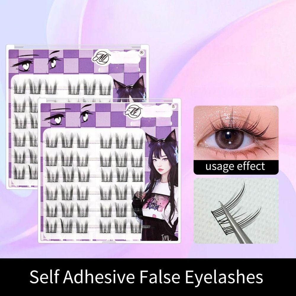 Comic Eye Glue Free Fake Eyelashes Curled Cluster False Lashes Individual Fake Eyelashes Make Up