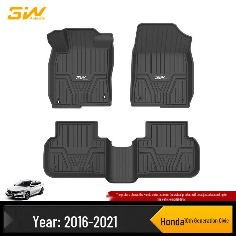 3W Полные коврики для пола и багажника из ТПЭ для Honda Civic 10-го и 11-го поколений