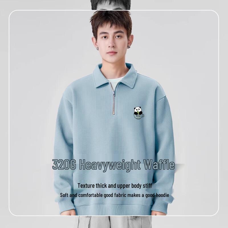 Baleno Men's Waffle Knit Heavyweight Half-Zip Stand-Collar Sweatshirt