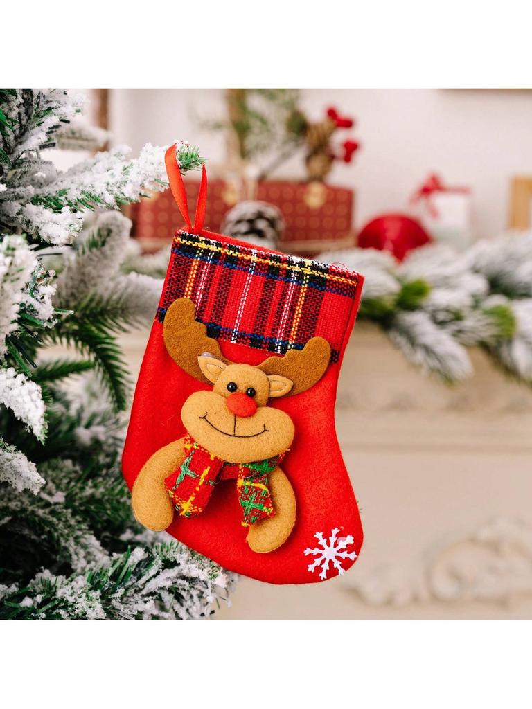 Christmas Tree Hanging Mini Stockings Decoration Small Candy Gift Bag Santa Claus Snowman Reindeer Bear Decorative Socks