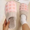 Fashion New Fuzzy Slippers Fashion Checker Indoor House Shoes Woman Cozy Winter Fluffy House Retro Checkered Print Shoes Slides Women