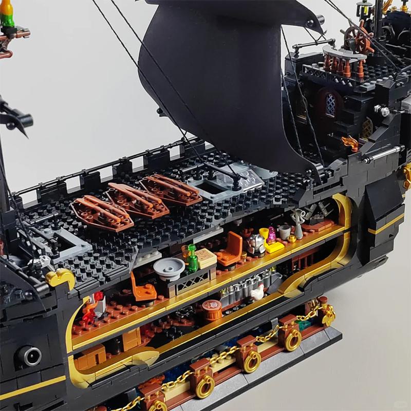 Креативные пираты Темный призрак корабль строительные блоки модель лодки Карибское приключение сборные кирпичи игрушка подарок для ребенка мальчик взрослый