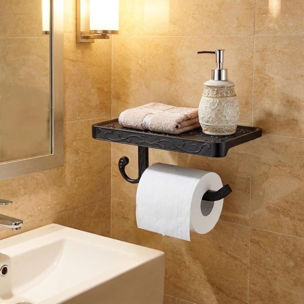 Vintage Tissue Roll Rack Antique Carved Mobile Phone Rack Toilet Paper Holder Home Use