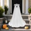 Cute Ghost Dog Figurine Lighted Halloween Decoration, Battery Operated Freestanding Spooky Porch Corner Decor with Remote And String Light for