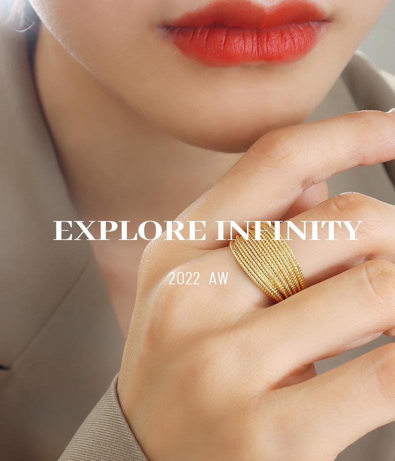 Квадратный сахар Многослойное полукруглое медное кольцо - Европейско-американский дизайн, Женская модная бижутерия