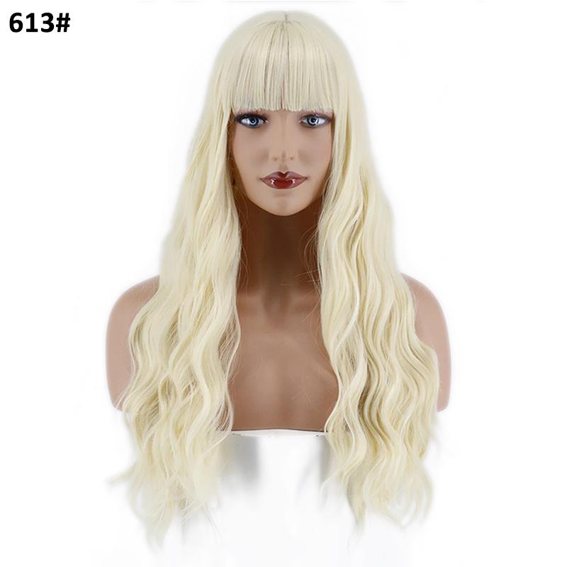 MERISIHAIR Женские длинные волнистые парики с тупой челкой, парики из синтетического высокотемпературного волокна, повседневные вечерние, для косплея