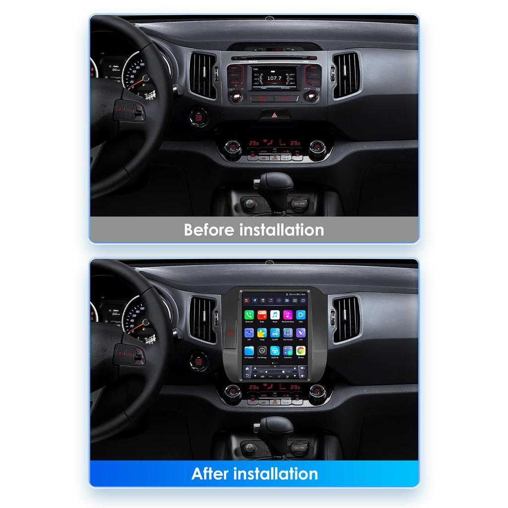 OSSURET Android 13 Car Radio for KIA Sportage 3 Carplay 2011 - 2016 Car Stereo Multimedia Video Player GPS 9.7 Inch Vertical Screen SWC BT RDS FM Mic