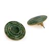 Estele 24 Kt Gold Plated Green Enamel Concentric Button Stud Earrings