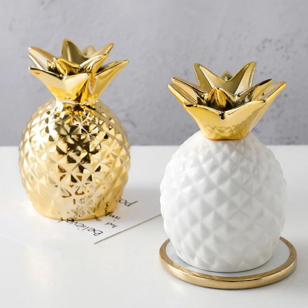 Gilding Ceramic Pineapple Piggy Bank Ceramic Money Jar Durable Savings Money Tank Adults