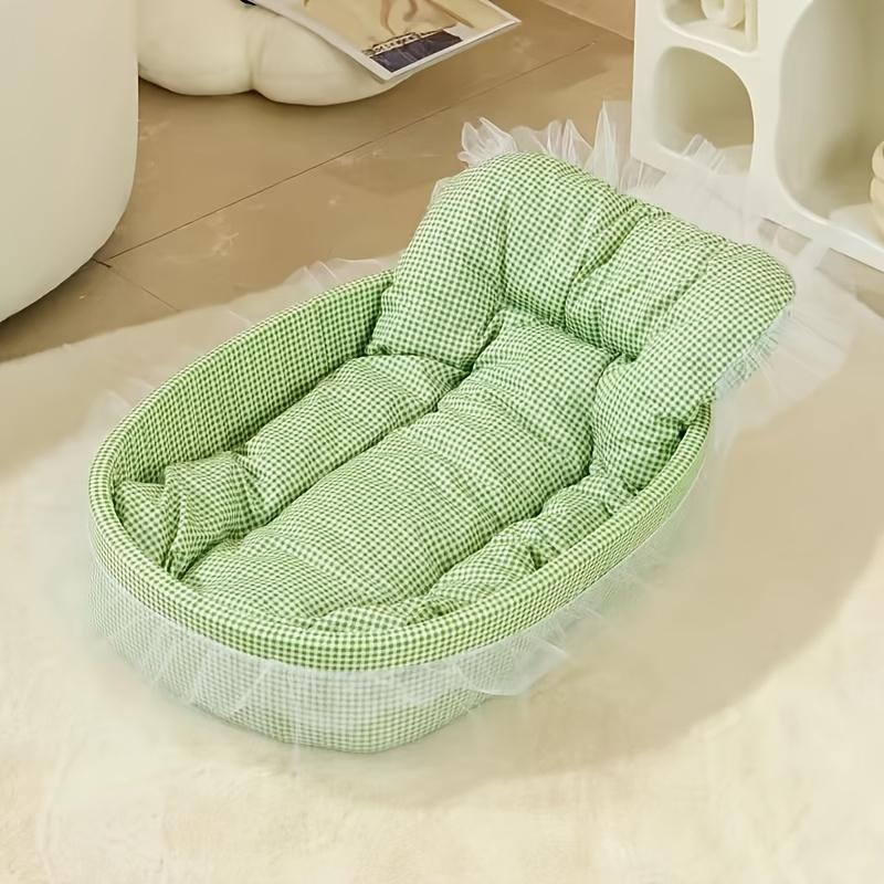 Washable Pet Bed Set, All-Season Soft Cushion Cat Bed Puppy Sofa Bed, Comfortable Princess Dog Chair