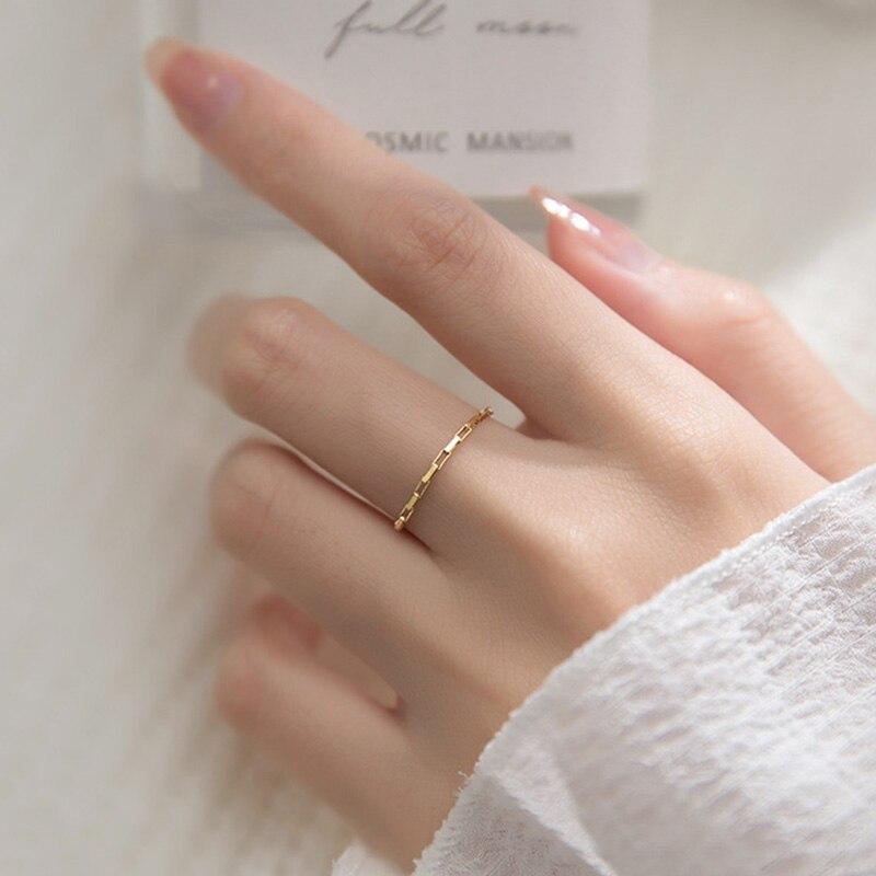 Trustdavis Настоящее серебро 925 пробы минималистская модная золотая цепочка размер 7 кольца для женщин свадебная вечеринка изысканные ювелирные изделия S925 DS1166