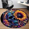 1pc Colorful Skull Art Chair Carpet for Office, Round Non Slip Durable Large Size Office Carpet, Suitable for Office