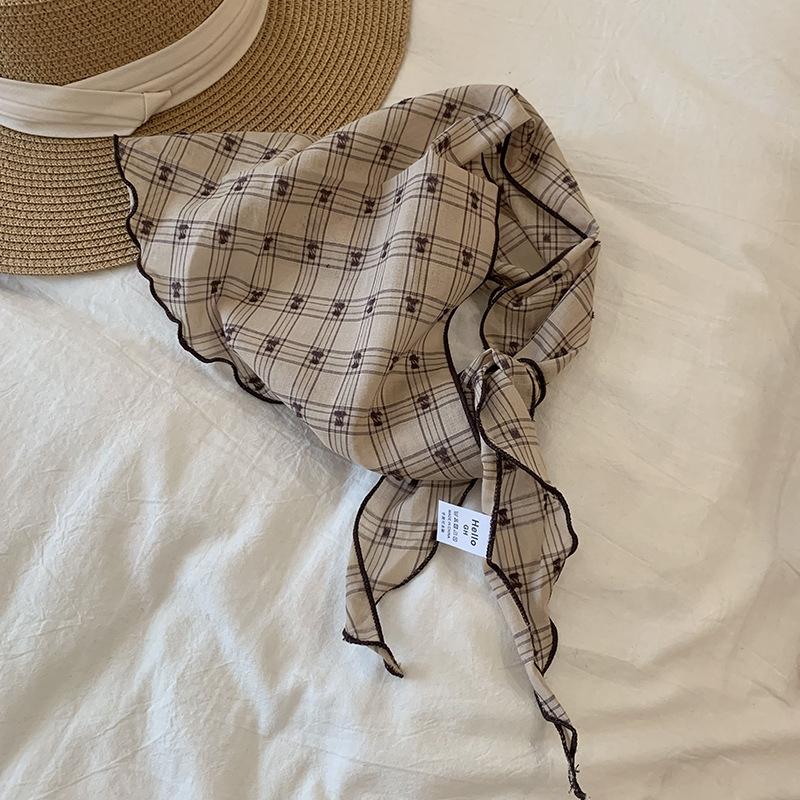 Headscarf Summer Women's Pastoral Spring and Summer Fashion Small Scarf Silk Scarf Tied Headband Triangle Scarf Scarf Women's Silk Scarf