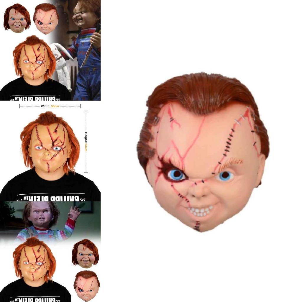 Childs Play Halloween Latex Mask With Blood Effect For Horror Party Cosplay
