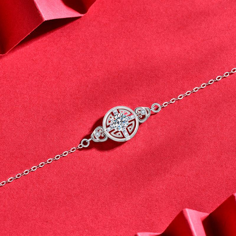 Новый браслет из стерлингового серебра S925 в китайском стиле для девочек, высококачественные украшения для рук из муассанита, антикварные аксессуары своими руками