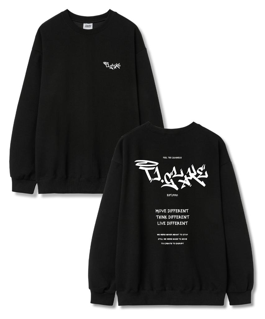 TI.GLAKE Move Different Oversized French Terry Sweatshirt Black