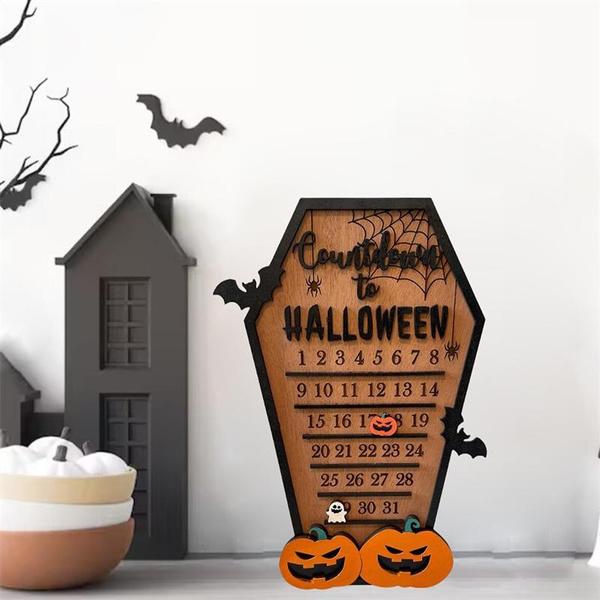 Halloween Countdown Calendar Wooden Sign for Decoration