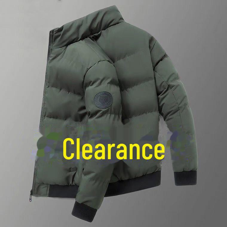 Мужская зимняя куртка из хлопка с пухом - теплая, воротник-стойка, повседневная, толстая, с защитой от холода