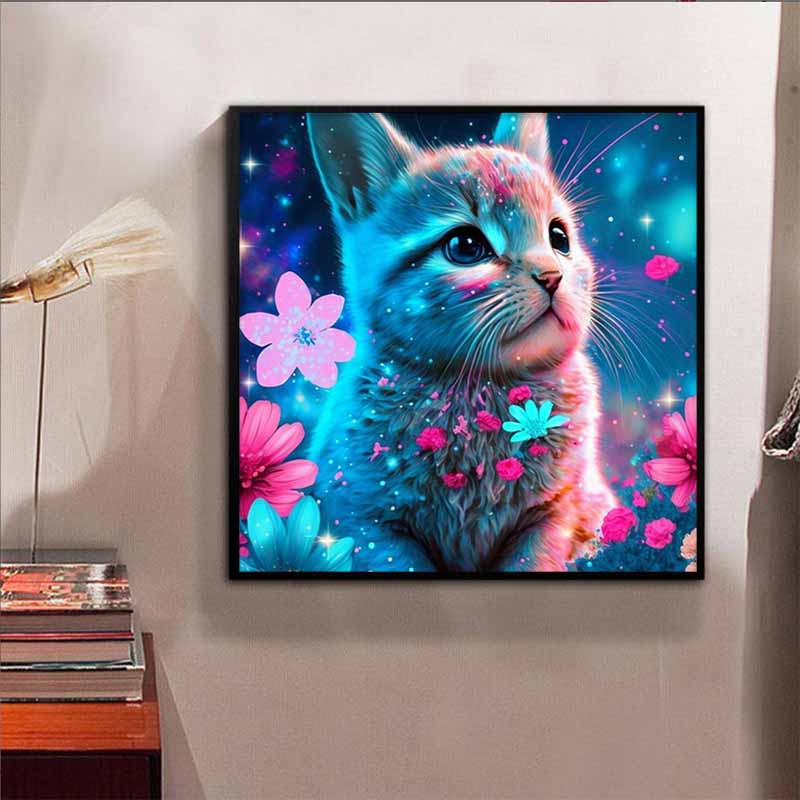 Новое поступление 5D DIY Полный круг Алмазная мозаика «Цветы и кошки» Вышивка Крестиком Декор для дома Подарок