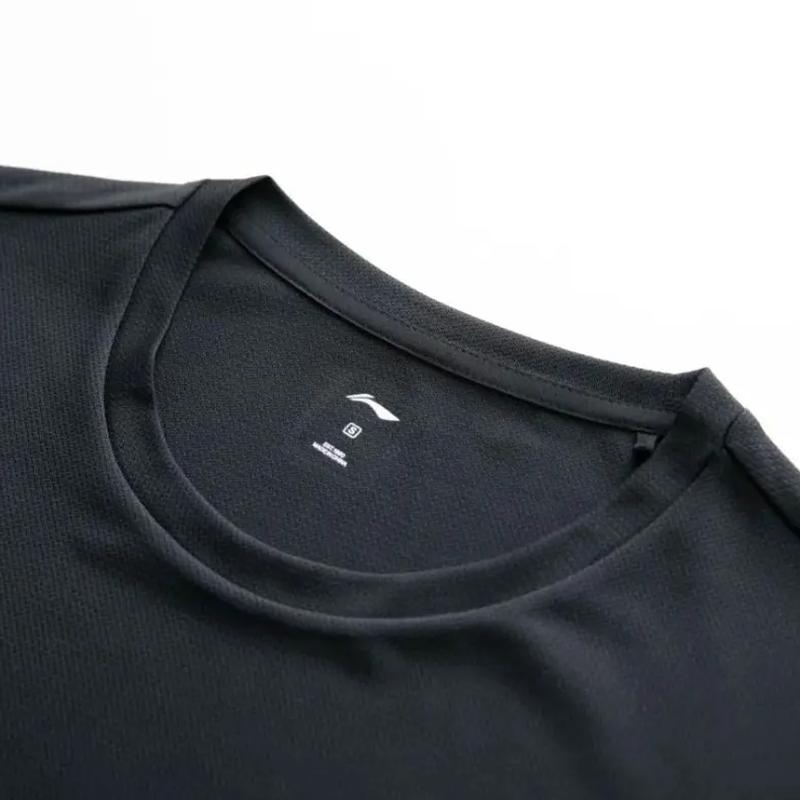 Li-Ning Однотонная простая футболка с коротким рукавом и удобные полосатые шорты Повседневный спортивный костюм Комплекты унисекс ATSV597-2+YAPV001-1