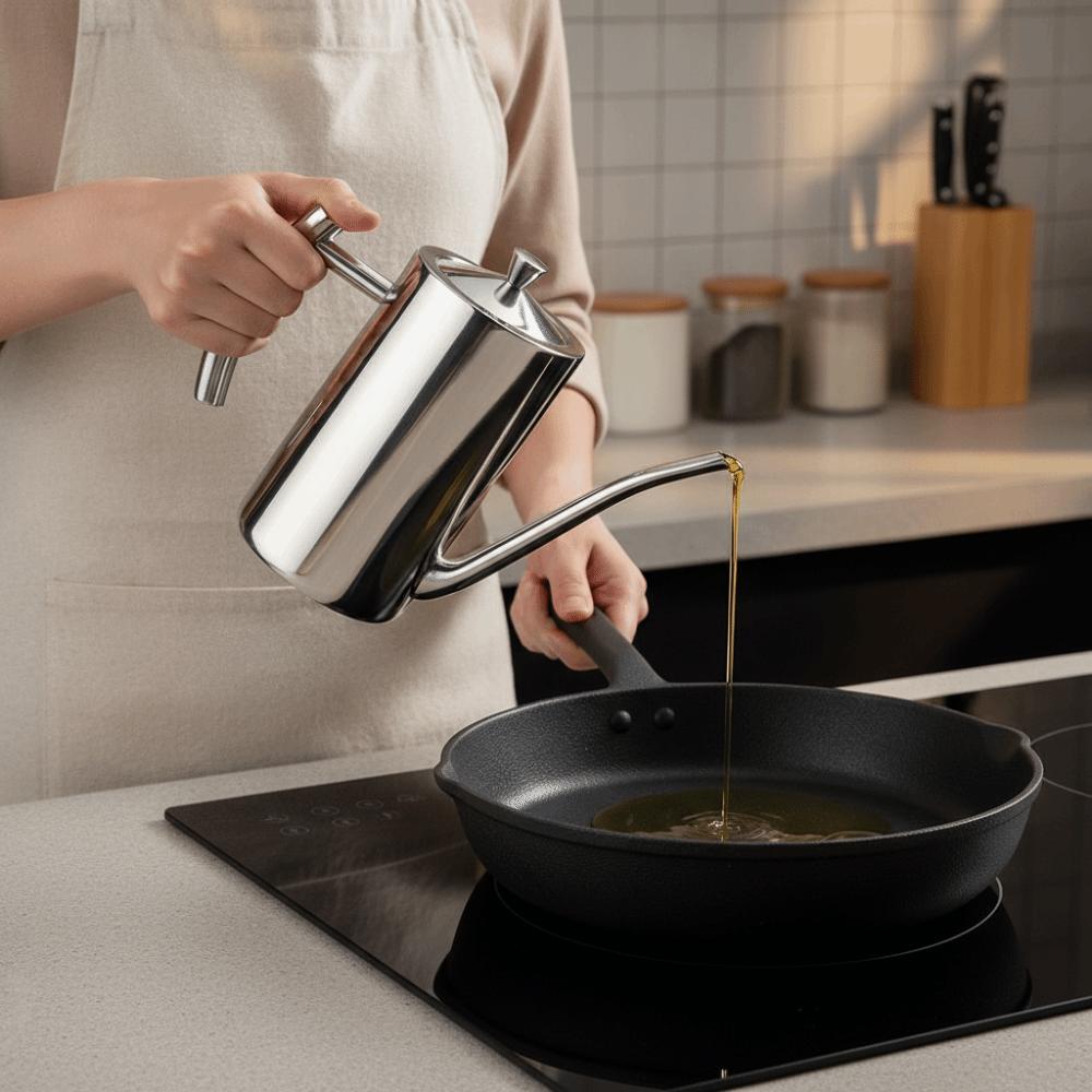 Integrated 304 Stainless Steel Oil Pot Drip-Proof Oil Storage Container Vinegar Dispenser Chef
