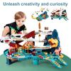 1 Set Dinosaur Track Toy with Small Cars Map Sticker Mountain Road Dino Tunnel Parking Lot Educational Building Toy Toddlers Boys Girls Gift
