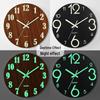 12" Silent Luminous Wall Clock - Wood Grain MDF with Fluorescent Glow