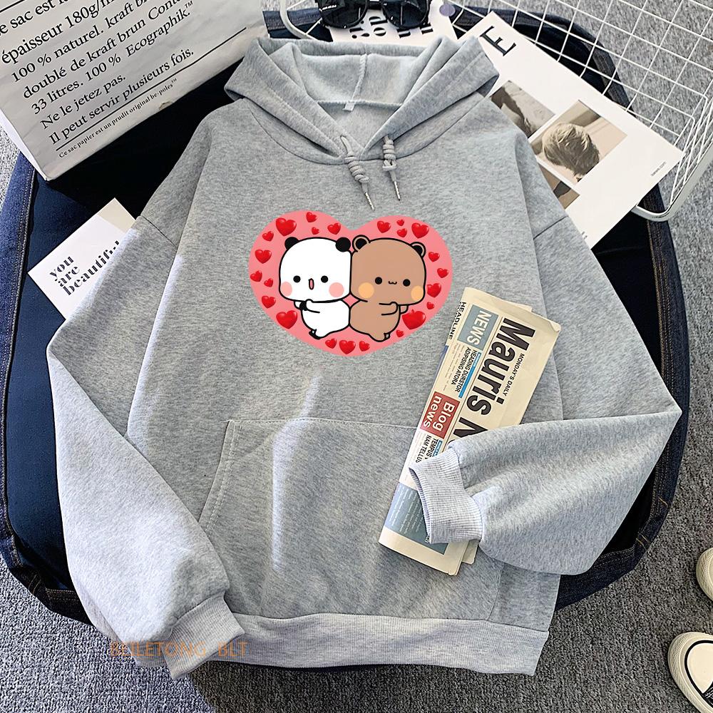 Cute Panda Bear Bubu Dudu Love Hoodie Casual Plus Size Winter Couple Hooded Sweatshirts Kawaii Graphic Long Sleeve Pullovers