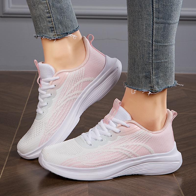 Fashion Designer spring and autumn women's fashion sneakers casual flying fabric breathable soft sole running walking women's shoes