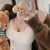 Плюс размер Pure Lust Style V-образный вырез кружева маленькая майка женская осень и зима новый внутренний низ топ-труба топ немного полнее