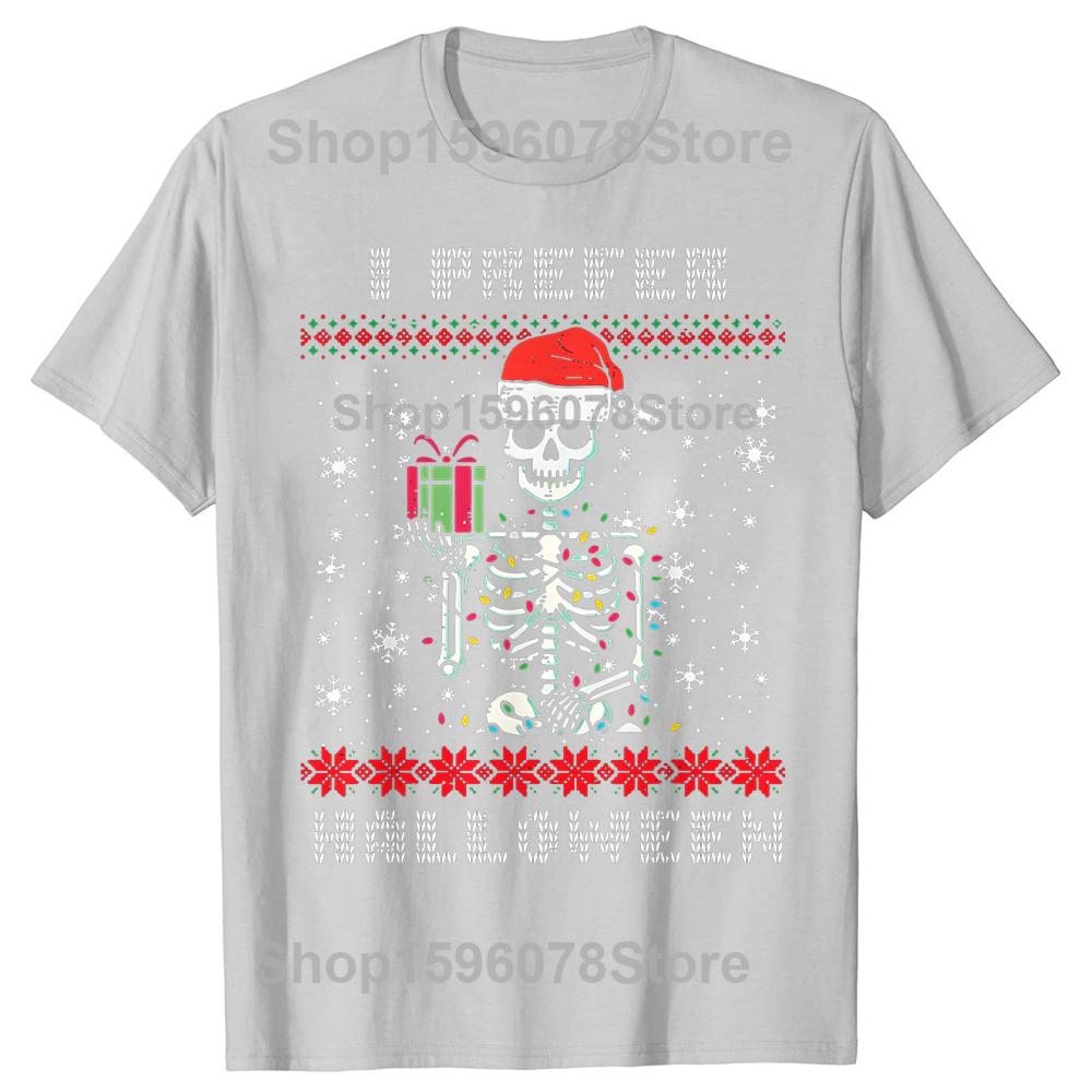 Рождественский Скелет Я Предпочитаю Хэллоуин Уродливая Рождественская Футболка 100% Хлопок Мужская Мода Повседневная Футболка Свободная Оверсайз Уличная Одежда Футболка