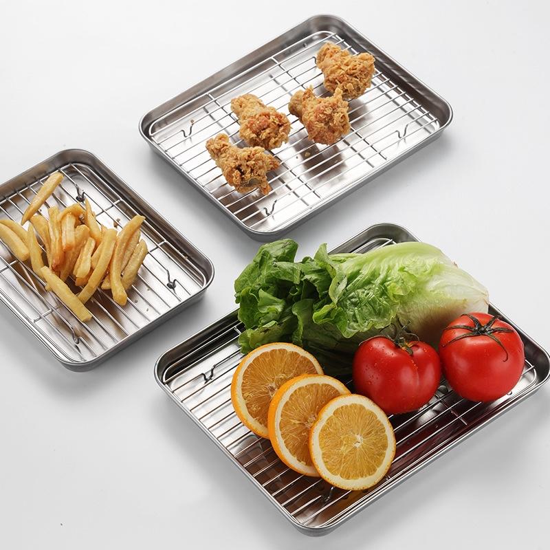 Прямоугольный противень с проволочной решеткой-маслофильтром, из нержавеющей стали, с антипригарным покрытием, сетка для выпечки тортов, решетка для охлаждения, кухонная посуда для выпечки