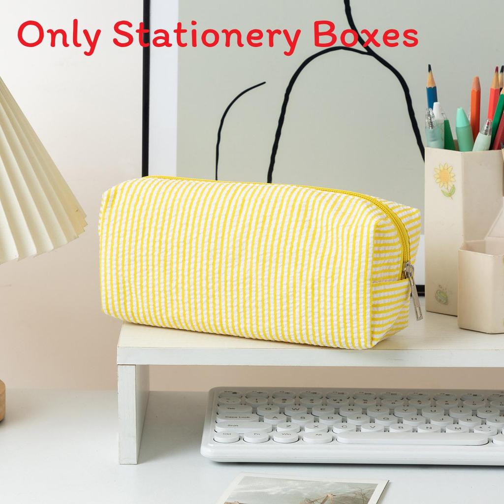 Bubble Yarn Stationery Bag With Embroidered Stripes For Office And School Use